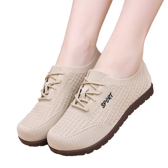 Domzle Wide Toe Walking Barefoot Tennis Shoes for Women Non-Slip Sneakers Lightweight Breathable Soft Casual Gym Shoes Beige US-6.5