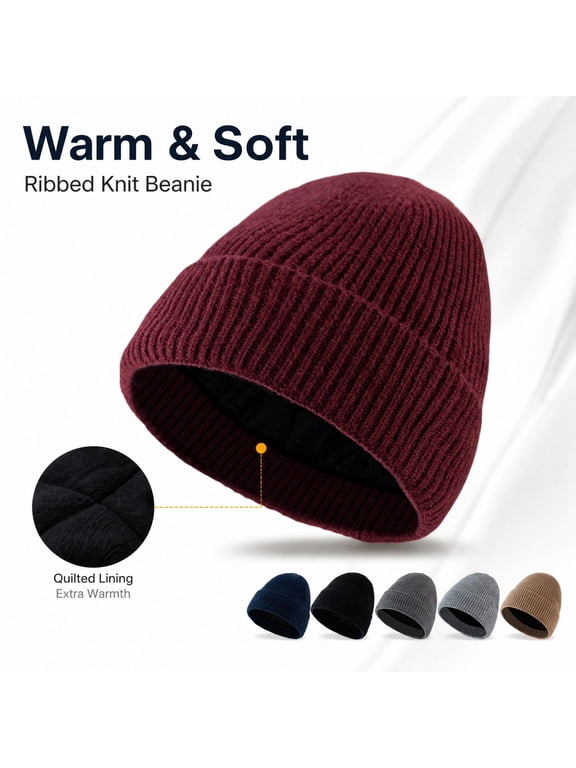 Winter Knit Beanie Hat for Women, Soft Stretchy Cuffed Skull Cap, Versatile Watch Hat for Cold Weather Daily Outdoor Casual Wear