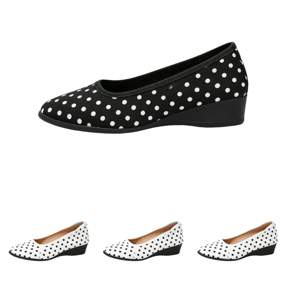 Domzle Women Ballet Flats Comfort Work Shoes Wide Width,omfort,Casual Shoes,Office,Light Weight,Low Heel,Summer Fall ,Slip On Black -BD56