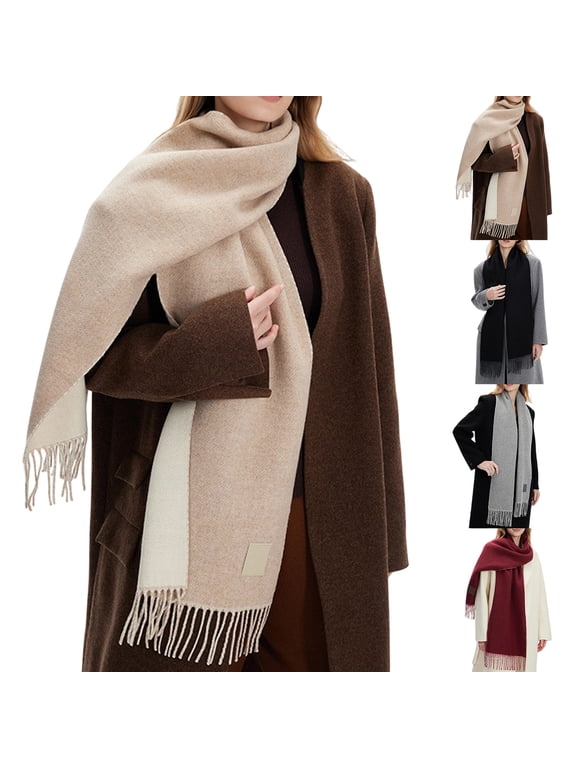 Women Chunky Scarf, Soft Warm Winter Scarf for Cold Weather, Christmas Blanket Scarves Pashmina Shawl Wrap Black