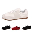 thumbnail image 1 of Domzle Women Faux Suede Lace-Up Fashion Sneakers Non Slip Tennis Sneaker Shoes Comfortable Athletic Sneakers Lightweight Walking Shoes Beige, 1 of 8