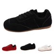 thumbnail image 1 of Domzle Women Faux Suede Lace-Up Fashion Sneakers Non Slip Tennis Sneaker Shoes Comfortable Athletic Sneakers Lightweight Walking Shoes Black, 1 of 5