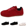 thumbnail image 1 of Domzle Women Faux Suede Lace-Up Fashion Sneakers Non Slip Tennis Sneaker Shoes Comfortable Athletic Sneakers Lightweight Walking Shoes Red, 1 of 5
