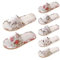 thumbnail image 1 of Domzle Women House Slippers Non Slip Cotton Linen Indoor and Outdoor Home Slipper Sandals Open Toe Bedroom Breathable Shoes Fluff Slippers Brown, 1 of 5