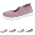 thumbnail image 1 of Domzle Women Mary Jane Shoes Slip On Walking Flats Comfortable Dressy Knit Washable Casual Shoe with Arch Support Beige, 1 of 6