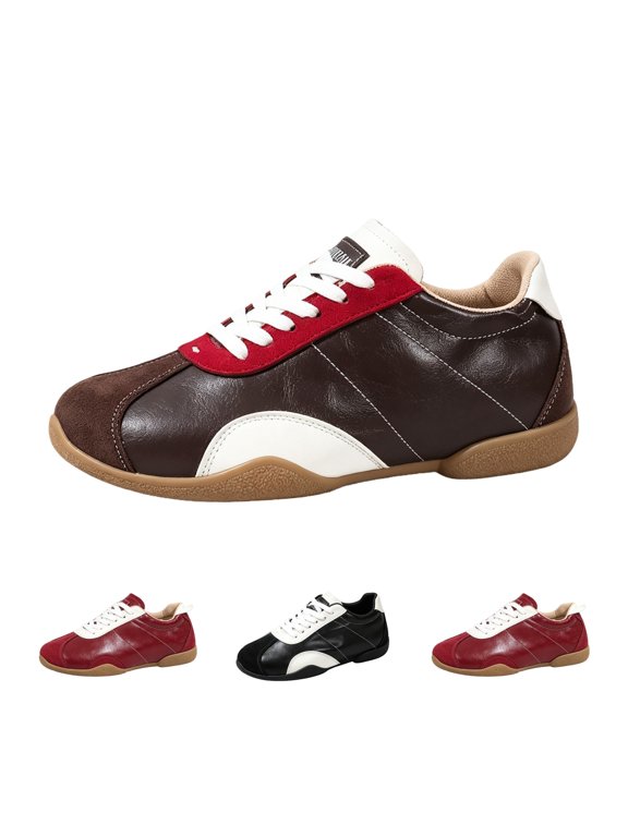 Women Retro Fashion Sneakers Thin Sole Shoes Lightweight Walking Tennis Trainers Gym Workout Classic Comfortable Shoes Brown