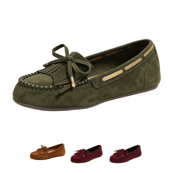 Domzle Women'S Faux Leather Flats Round Toe Dress Flats Retro Soft Slip On Flats Breathable Lightweight Ballet Flats Comfort Casual Work Shoes Army Green 36