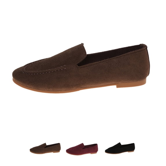 Domzle Women'S Pointed Toe Business Dressy Flats Chic Pointed Toe Slip-On Shoes Classic Casual Dress Loafer Flats For Daily And Work Office Brown 37