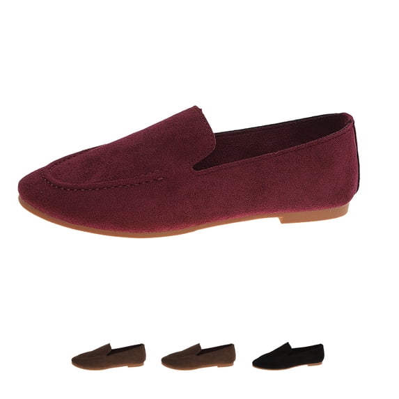 Domzle Women'S Pointed Toe Business Dressy Flats Chic Pointed Toe Slip-On Shoes Classic Casual Dress Loafer Flats For Daily And Work Office Wine 40