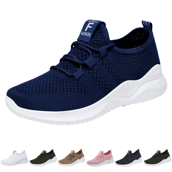 Domzle Women'S Walking Shoes Slip On Comfortable Running Tennis Shoes Lightweight Breathable Non Slip Supportive Casual Athletic Fashion Sneakers Navy 37
