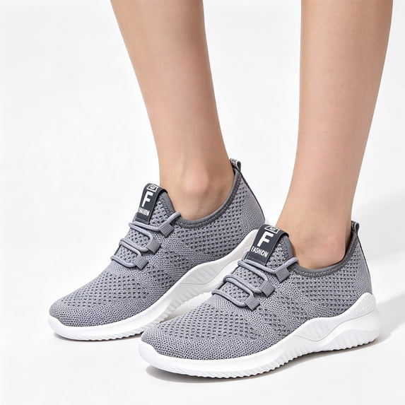 Domzle Women Tennis Running Non Slip Shoes Walking Shoes Lightweight Casual Sneakers for Travel Gym Work Gray US-6.5