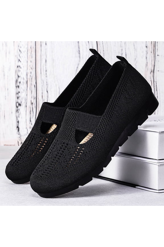 Women Wide Width Breathable Walking Comfortable Slip on Sneakers Lightweight Sneaker Nurse Shoes Arch Support Sneakers Breathable Soft Running Shoes Anti Skid Sports Diabetic Foam Shoes Black