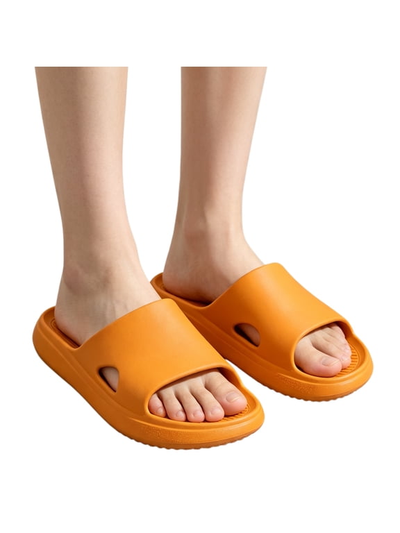Women and Men Quick Drying Slide Sandal with Non-Slip Shower Slippers Open Toe Bath Pool House Sandals Saffron 36