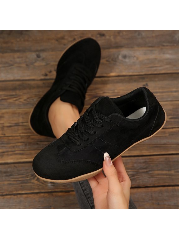 Women's Barefoot Sneakers Casual Non-Slip Faux Suede Trainer Gym Classic Walking Shoes Black 38