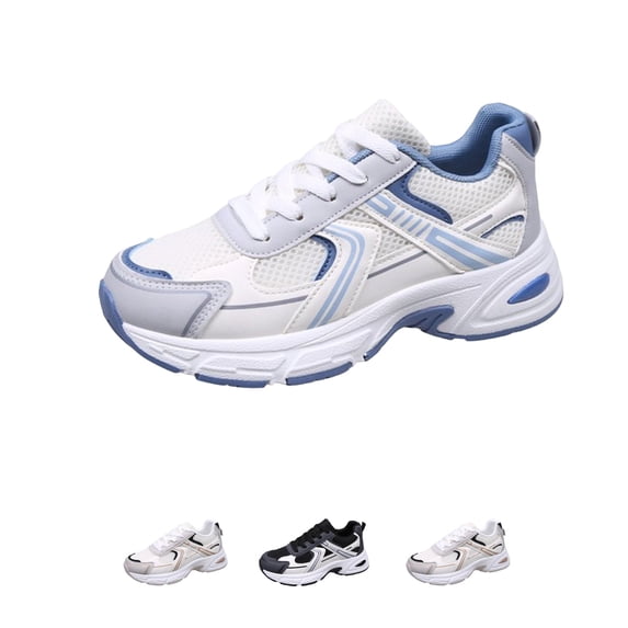 Domzle Women's Chunky Fashion Sneakers Gym Workout Tennis Shoes Mesh Breathable Athletic Platform Thick Casual Walking Sports Shoes Blue 39