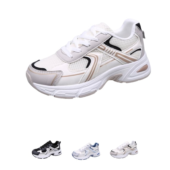 Domzle Women's Chunky Fashion Sneakers Gym Workout Tennis Shoes Mesh Breathable Athletic Platform Thick Casual Walking Sports Shoes Khaki 42