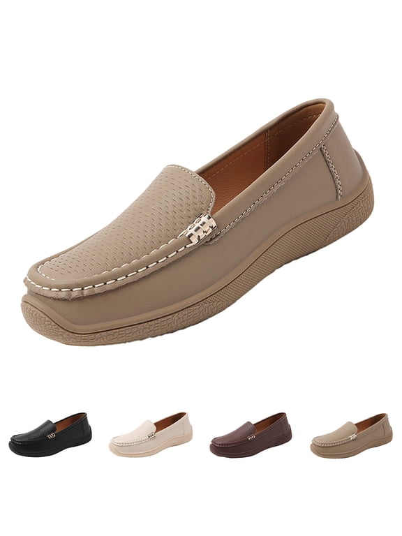 Women's Comfortable & Lightweight Faux Leather Penny Loafers Slip-Ons Cute Business Casual Dress Shoes Work Office Flats Everyday Walking Shoes Driving Mocs for Women Black