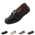 thumbnail image 1 of Domzle Women's Comfortable & Lightweight Faux Leather Penny Loafers Slip-Ons Cute Business Casual Dress Shoes Work Office Flats Everyday Walking Shoes Driving for Women Black, 1 of 8