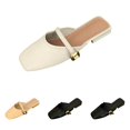 thumbnail image 1 of Domzle Women's Faux Leather Closed Toe Mary Jane Flat Mules Fashion Square Toe Soft Sole Comfortable Slip on Backless Flats Casual Office Dressy Walking Shoes Mules, 1 of 5