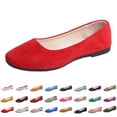 thumbnail image 1 of Domzle Women's Flats Shoes Faux Suede Ballet Flats Dress Shoes Round Toe Comfortable Slip on Shoes for Women Work Loafers Shoes Dark Blue, 1 of 5