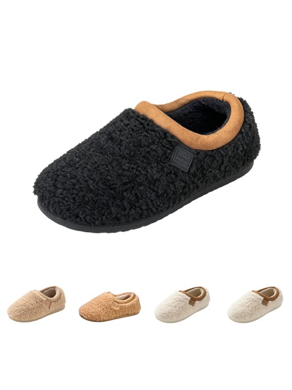 Women's Fleece Closed Back Slipper Lightweight Comfort, Cozy Warmth, Soft Underfoot Feel, Everyday Indoor Wear Black