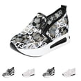 thumbnail image 1 of Domzle Women's Floral Embroidery Mesh Sneakers Breathable Slip On Wedges Walking Shoes Fashion Lace Platform Sneakers Hidden Wedge High Top Comfort Work Outdoor Travel Sports Shoes Black, 1 of 7