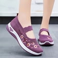 thumbnail image 1 of Domzle Women's Flower Embroidered Loafers, Orthopedic Loafer Sneakers for Women, Wide Fit Comfort Breathable Knit Mesh Slip on Walking Shoes Purple, 1 of 6