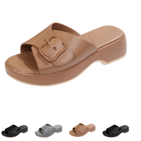 Domzle Women's Large Size Summer Casual Slide Sandals Comfortable Stylish Sandals Suitable for Everyday Wear Black