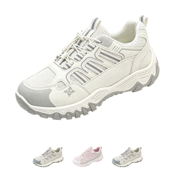 Domzle Women's Lightweight Hiking Shoes Breathable Walking Sneakers Non Slip For Outdoor Work Travel Daily Wear Wander White 41