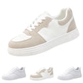 thumbnail image 1 of Domzle Women's Low Top Lace Up Sneakers, Comfortable Soft Sole Walking Shoes, Cotton Lining Non Slip Casual Daily Wear Shoes for Ladies Khaki, 1 of 9