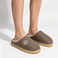 thumbnail image 1 of Domzle Women's Men Slippers Warm Plush Slip-On House Slipper for Winter Indoor Soft Non-slip Fluffy Slides Slippers 2026 Coffee Wide-7.5, 1 of 4