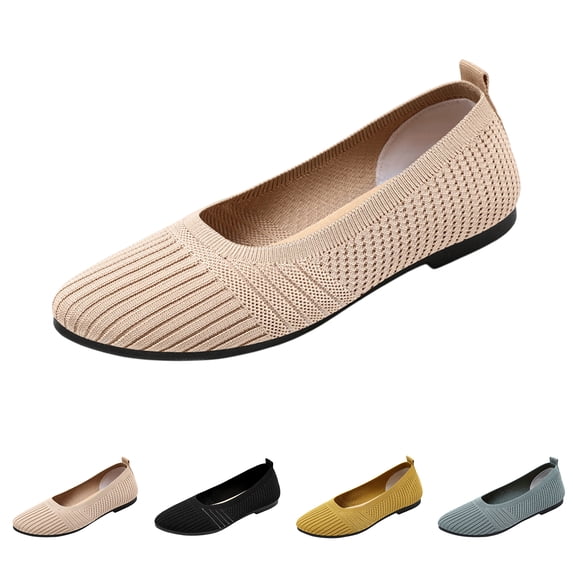 Domzle Women's Mesh Flats Shoes Pointed-Toe Dress Shoes for Women Black Flats Comfortable Memory Foam Flats Yellow