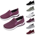 thumbnail image 1 of Domzle Women's Orthopedic Knit Comfort Loafers Anti-Skid Walking Shoes, Non-Slip Lightweight Soft Sole Mesh Low-Top Flat Wine, 1 of 8