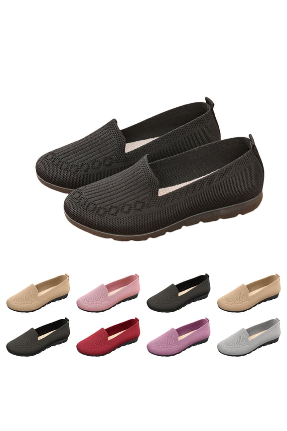 Women's Orthopedic Knit Comfort Loafers – Slip-Resistant Walking Shoes, Damping, More Stability, for Wide and Narrow Feet Khaki