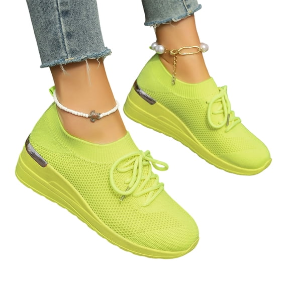 Domzle Women's Running Shoe Lightweight Fashion Sneaker for Jogging Walking Light Workouts Yellow 37