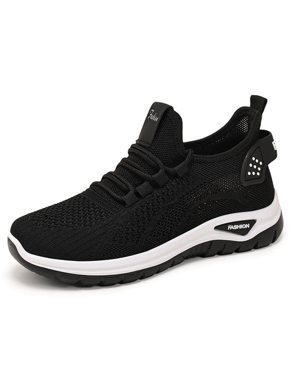 Women's Running Shoes Hands-Free Slip On Breathable Knit Walking Sneakers Non-Slip Shoes for Work Gym & Casual Black