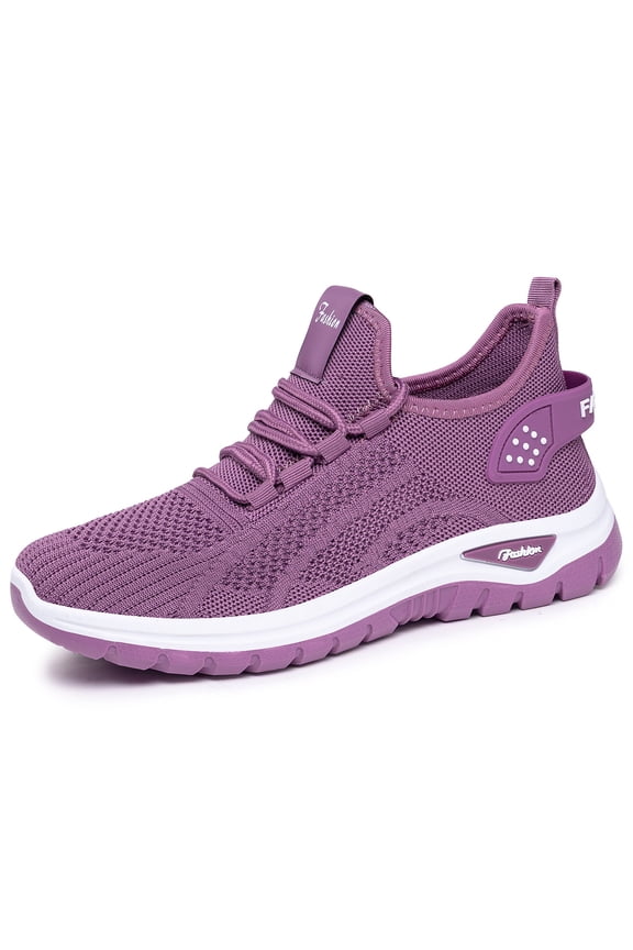Women's Running Shoes Hands-Free Slip On Breathable Knit Walking Sneakers Non-Slip Shoes for Work Gym & Casual Purple
