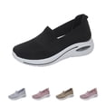thumbnail image 1 of Domzle Women's Slip On Shoes Breathable Knit Mesh Casual Fashion Sneakers Comfortable Non Slip Thick Walking Shoes for Outdoor Work Sports Black 9, 1 of 5