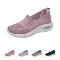 thumbnail image 1 of Domzle Women's Slip On Shoes Breathable Knit Mesh Casual Fashion Sneakers Comfortable Non Slip Thick Walking Shoes for Outdoor Work Sports Pink 8, 1 of 7