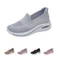 thumbnail image 1 of Domzle Women's Slip On Shoes Breathable Knit Mesh Casual Fashion Sneakers Comfortable Non Slip Thick Walking Shoes for Outdoor Work Sports Light Gray 5, 1 of 5