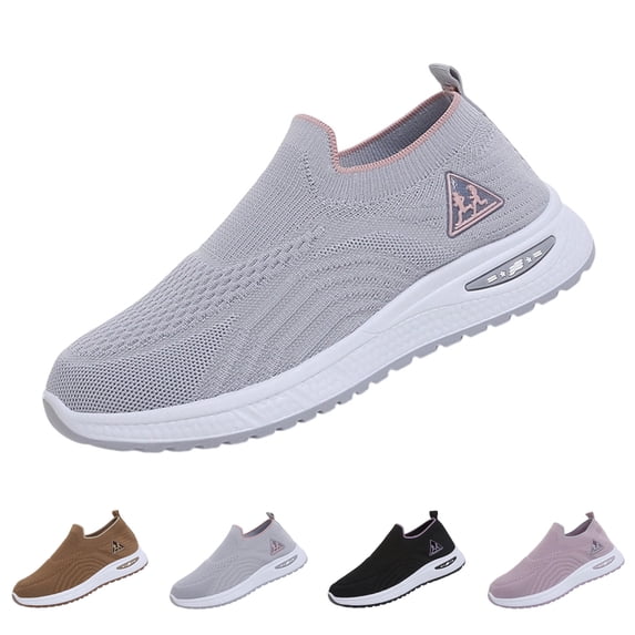 Domzle Women's Slip On Walking Shoes with Arch Support Lightweight Sock Tennis Sneakers Anti-Slip Elastic Knit Breathable for Gym Casual Sneakers Black