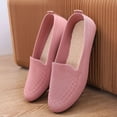 thumbnail image 1 of Domzle Women's Square Toe Slip-on Loafers Flats Dressy Casual Walking Shoes Breathable Comfortable Knit Shoes Pink 43, 1 of 8