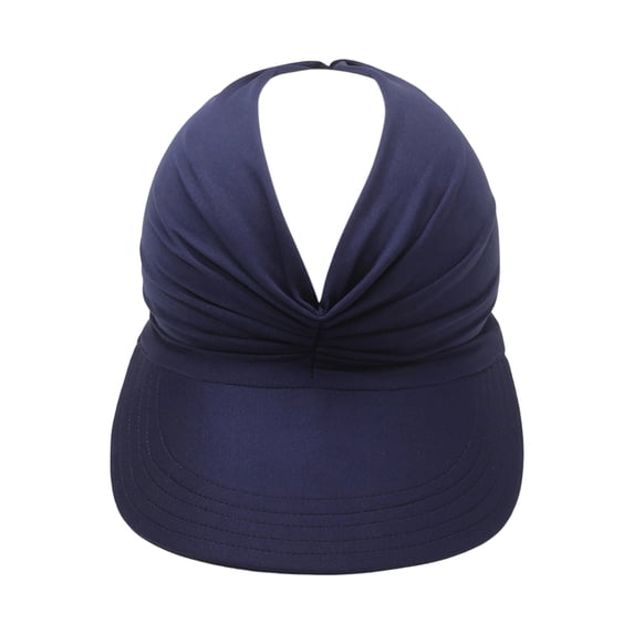 Domzle Women's UPF 50+ UV Protection Sun Visor Hat, Wide Brim Lightweight Foldable Ponytail Cap for Summer Beach 2026 Navy One Size