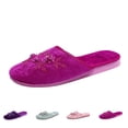 thumbnail image 1 of Domzle Women's Velvet Floral Slippers Embroidered Slippers Women Retro Upper Mesh and Fuzzy Lining Anti-Slip Soles Indoor Slippers Hot Pink, 1 of 9
