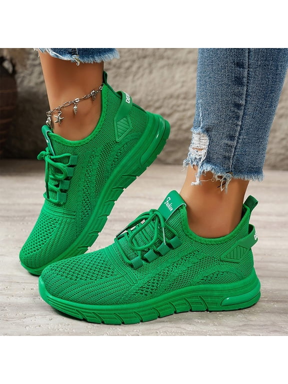 Women's Walking Shoes Comfortable Cushion Running Tennis Shoes Non-Slip Athletic Workout Cross Training Sports Fashion Sneaker Green 39