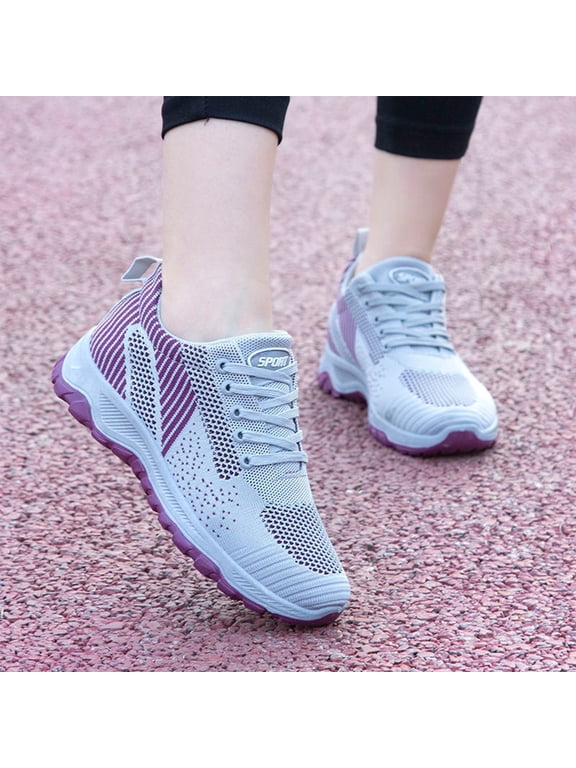 Women's Walking Shoes Wide Toe Orthopedic Sneakers with Arch Support Platform Lightweight Breathable Mesh Shoes Gray US-6