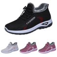 thumbnail image 1 of Domzle Women's Warm Faux Fur Lined Orthopedic Snow Sneakers Comfortable Breathable Slip On Non Slip Mesh Casual Walking Shoes with Arch Support For Outdoor Daily Black, 1 of 10