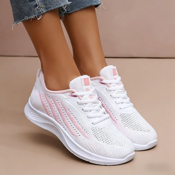 Domzle Women's Wide Toe Box Walking Shoes Arch Support Tennis Shoes Breathable Non Slip Running Sneakers White 40