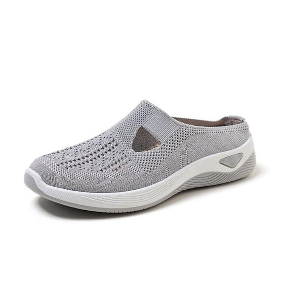 Domzle Womens Breathable Slip On Backless Sneakers Summer Mesh Mules Toe Comfortable Walking Flats Lightweight Open Back Tennis Shoes 2026 Gray 39