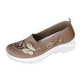 thumbnail image 1 of Domzle Womens Butterfly Embroidered Loafers Orthopedic Loafer Sneakers Wide Fit Comfort Breathable Knit Mesh Slip on Walking Shoes Khaki 42, 1 of 5
